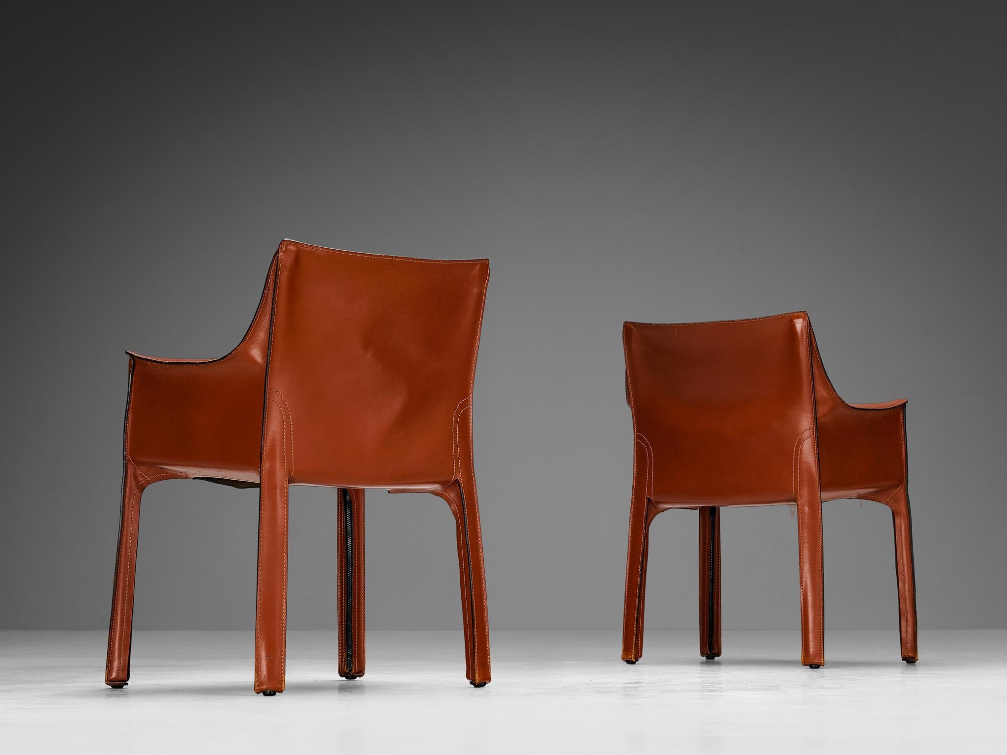 Mario Bellini for Cassina CAB 413 Dining Chairs in Leather