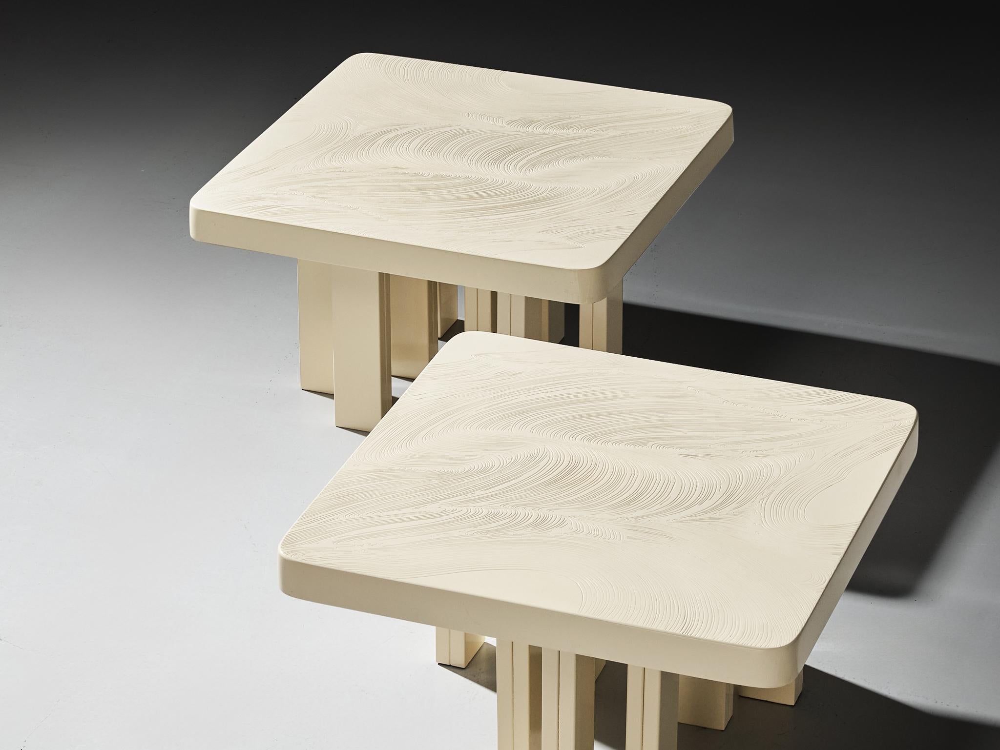 Jean Claude Dresse Pair of Coffee Tables in Resin