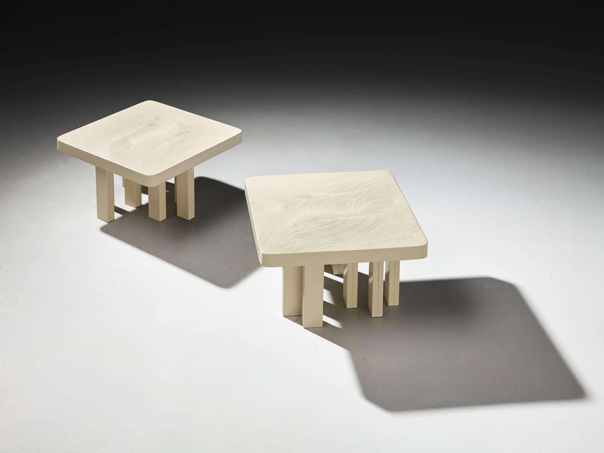 Jean Claude Dresse Pair of Coffee Tables in Resin