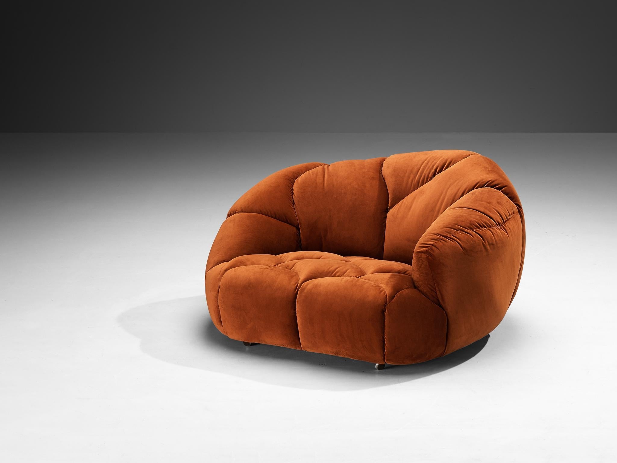 Howard Keith 'Cloud' Lounge Chair with Ottoman in Orange Brown Velvet