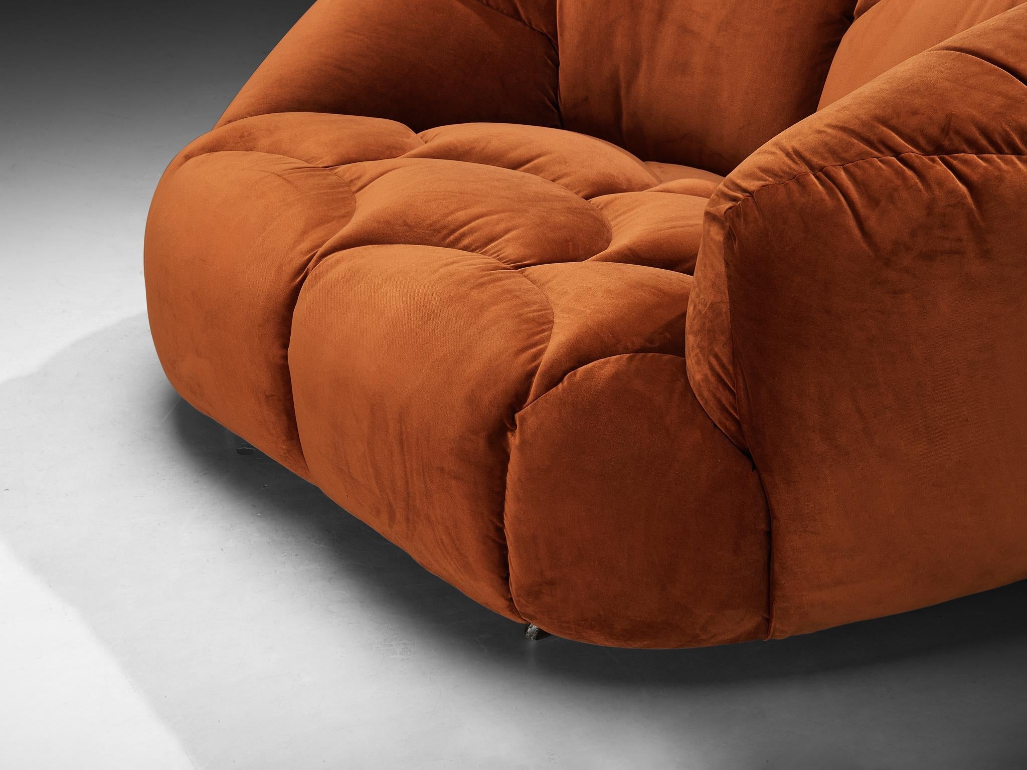 Howard Keith 'Cloud' Lounge Chair with Ottoman in Orange Brown Velvet