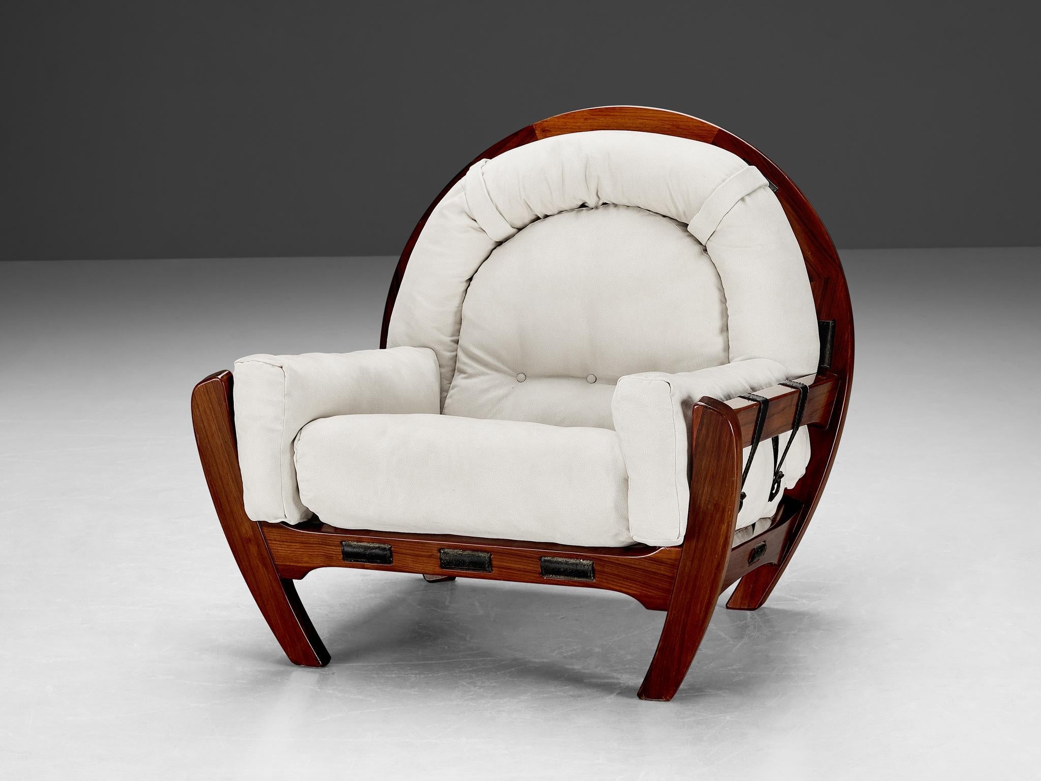 Luciano Frigerio 'Rancero' Lounge Chair with Ottoman in White Upholstery