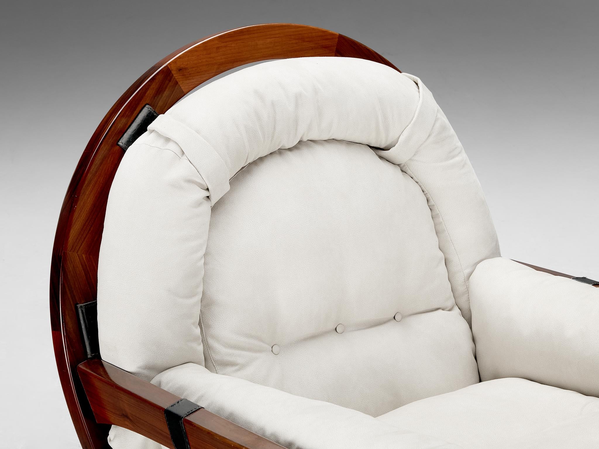 Luciano Frigerio 'Rancero' Lounge Chair with Ottoman in White Upholstery