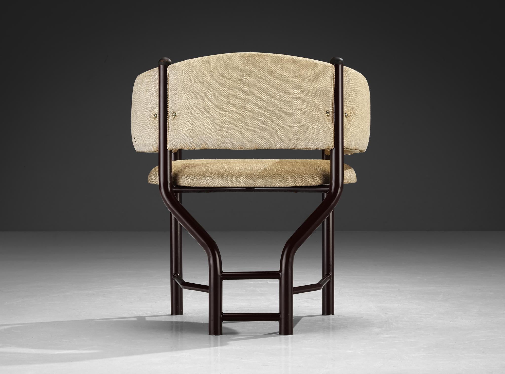 Pair of Sculptural Italian Dining Chairs in Beige Upholstery