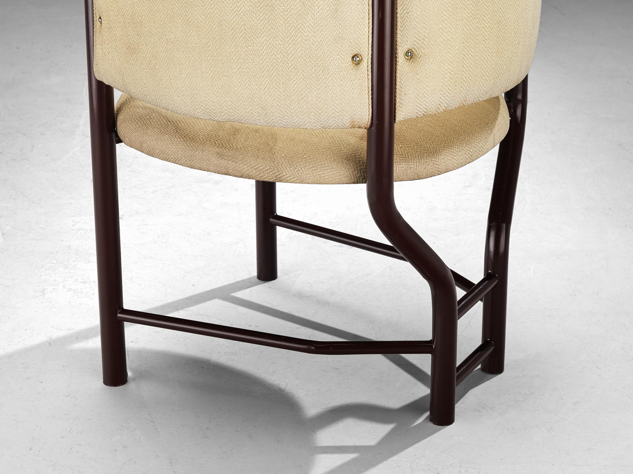 Set of Four Sculptural Italian Dining Chairs in Beige Upholstery