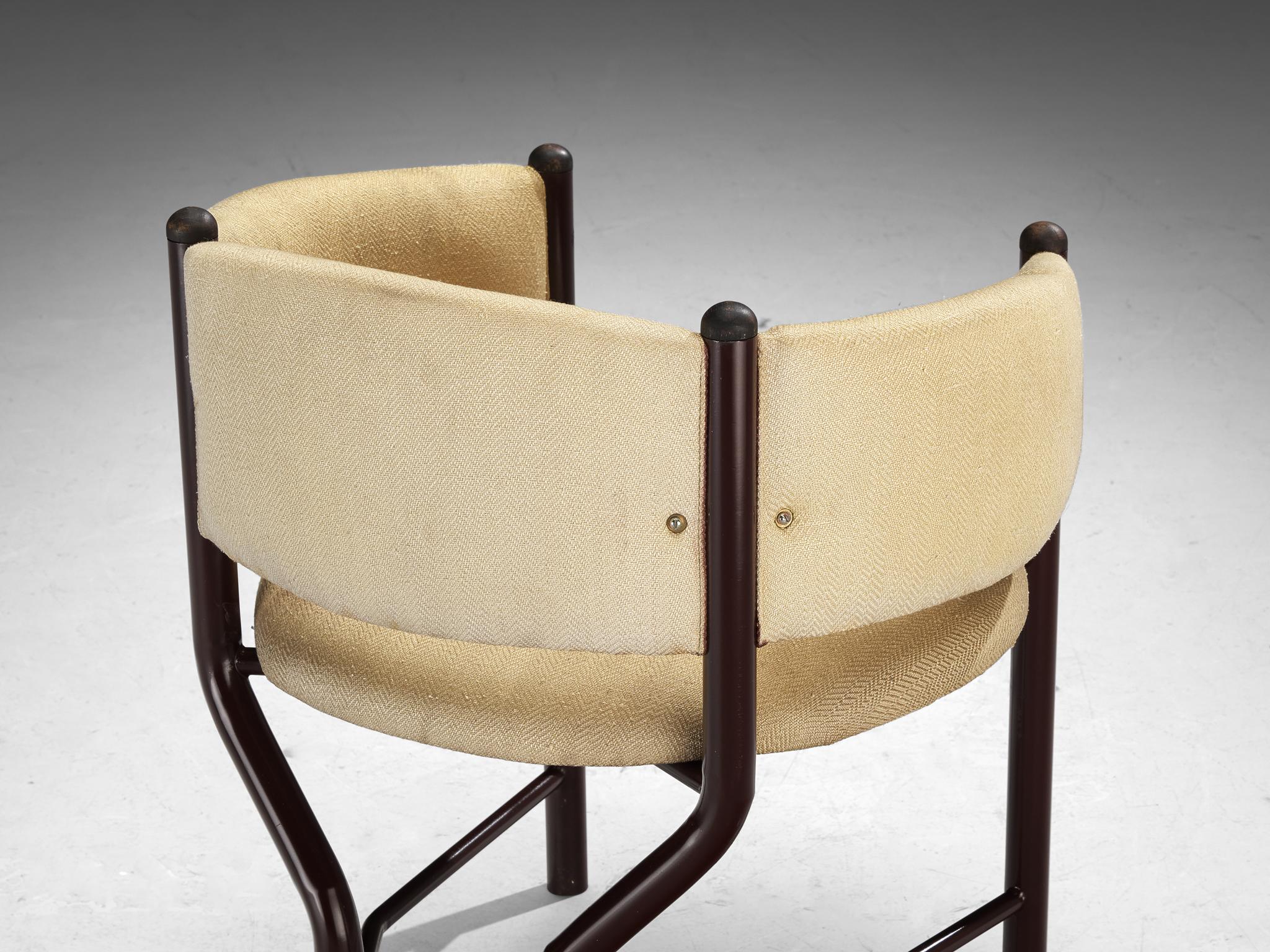 Set of Four Sculptural Italian Dining Chairs in Beige Upholstery