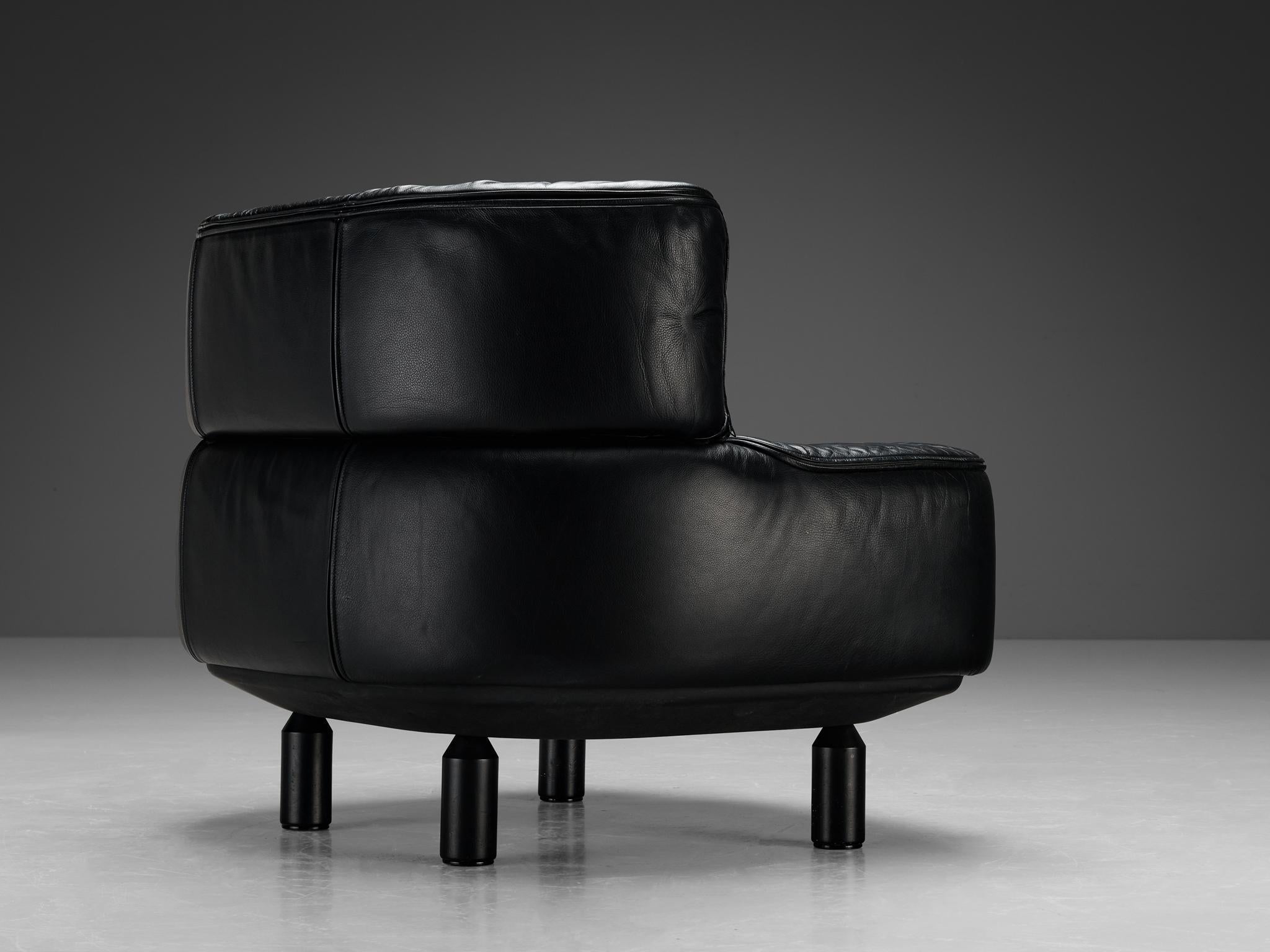 Gianfranco Frattini for Cassina 'Bull' Lounge Chair in Black Leather