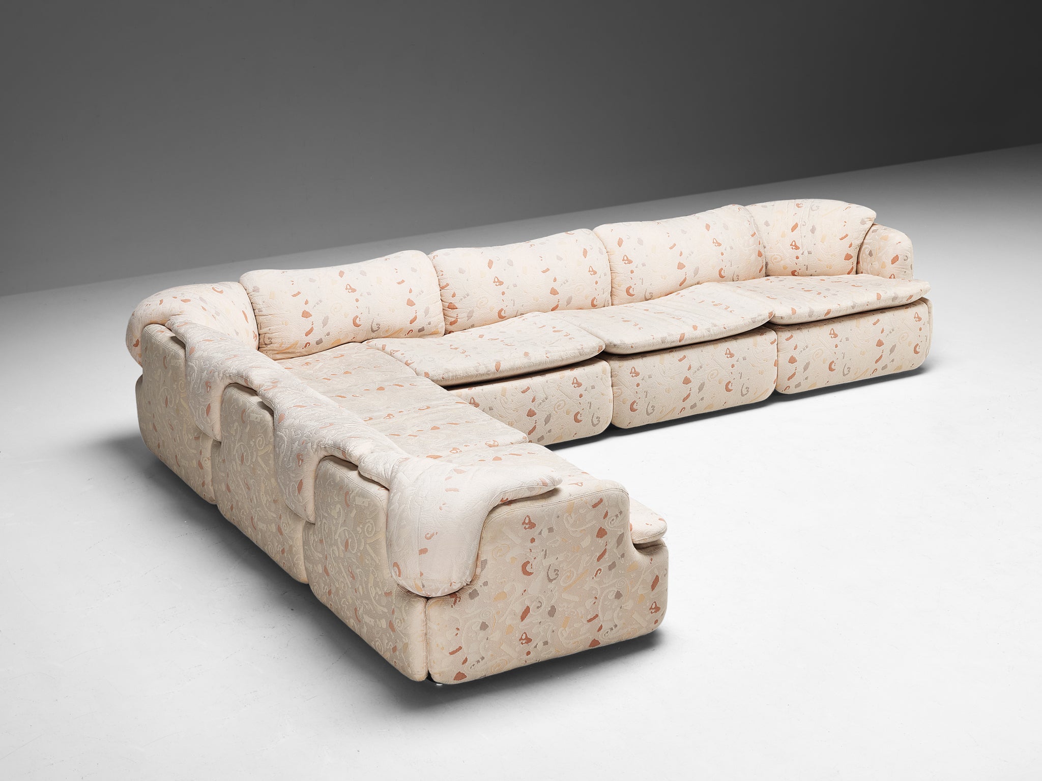 Alberto Rosselli for Saporiti Confidential Corner Sofa in Decorative Fabric