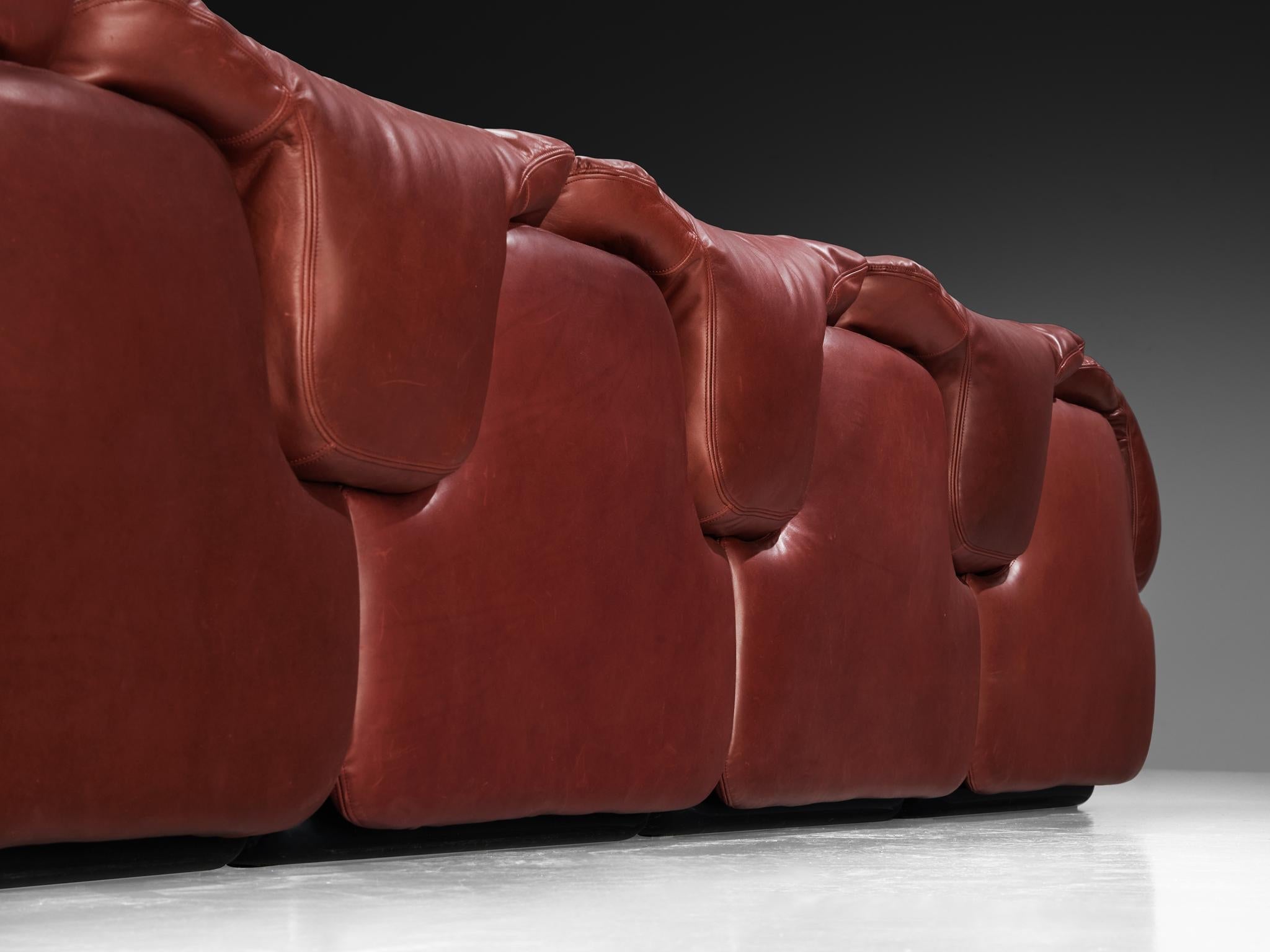 Alberto Rosselli for Saporiti Confidential Corner Sofa Burgundy Red Leather