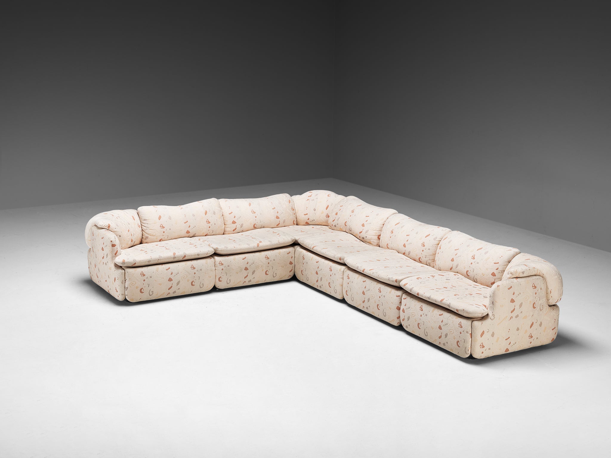 Alberto Rosselli for Saporiti Confidential Corner Sofa in Decorative Fabric