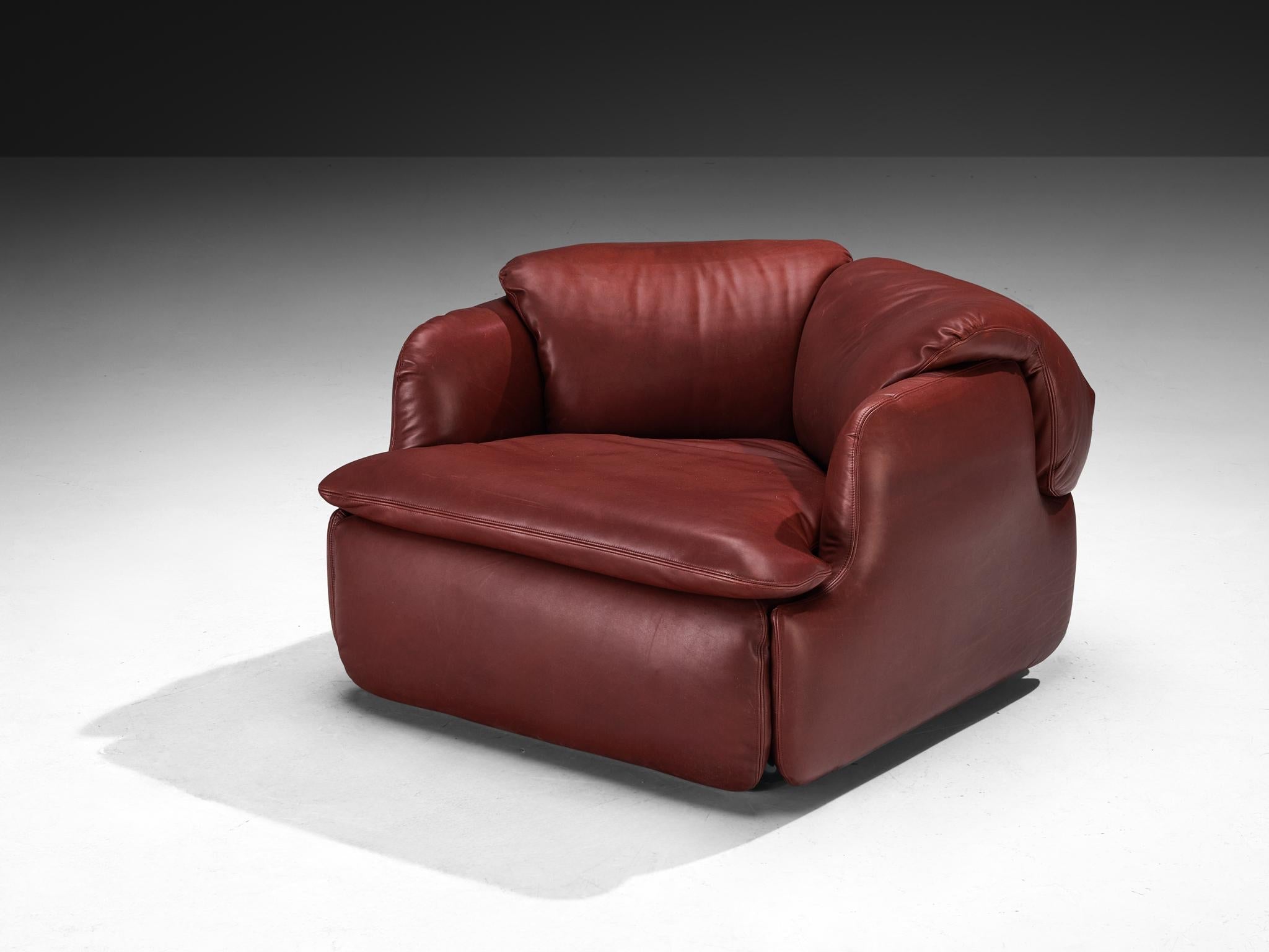 Alberto Rosselli for Saporiti 'Confidential' Lounge Chair in Leather