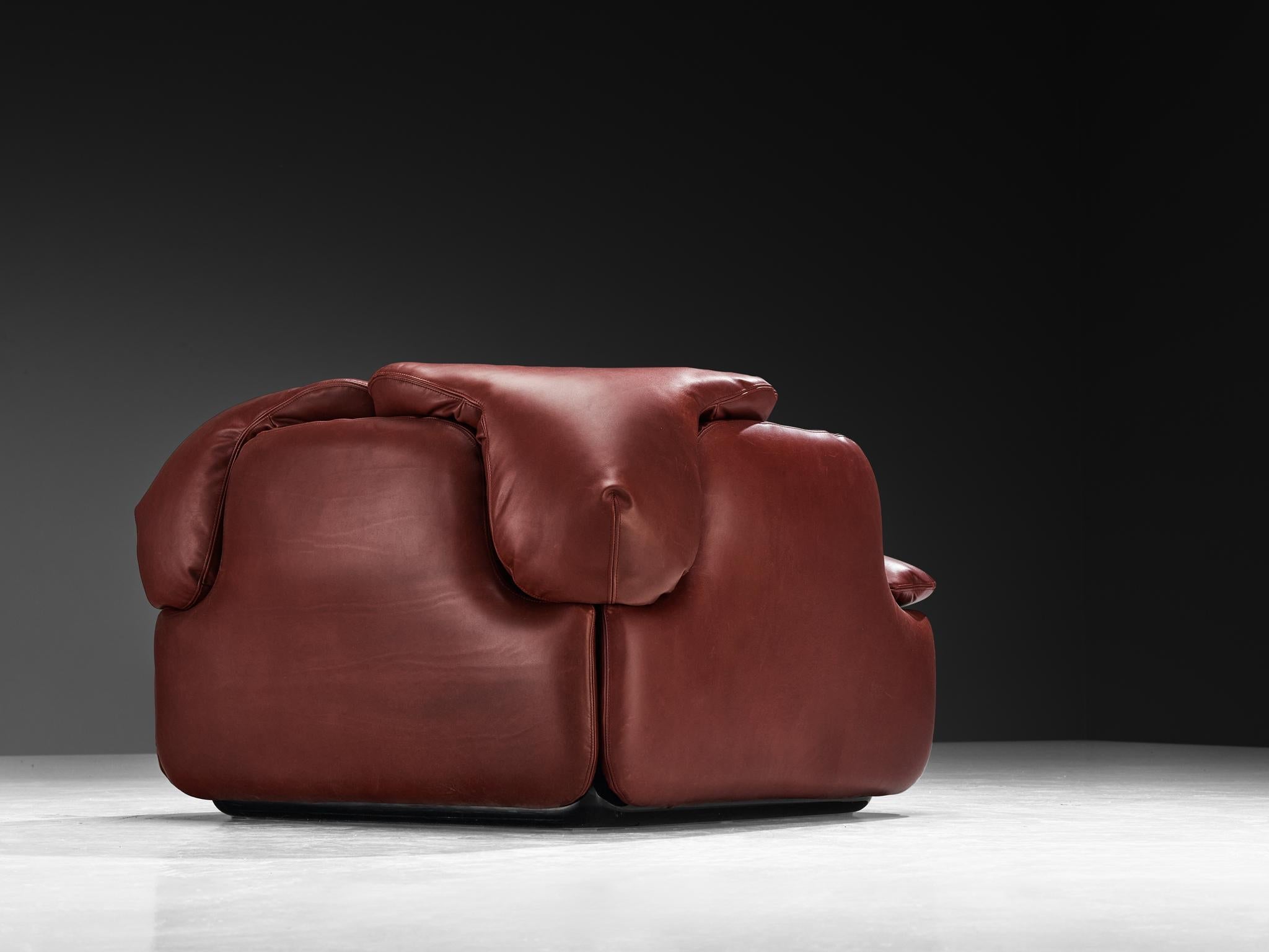 Alberto Rosselli for Saporiti 'Confidential' Lounge Chair in Leather