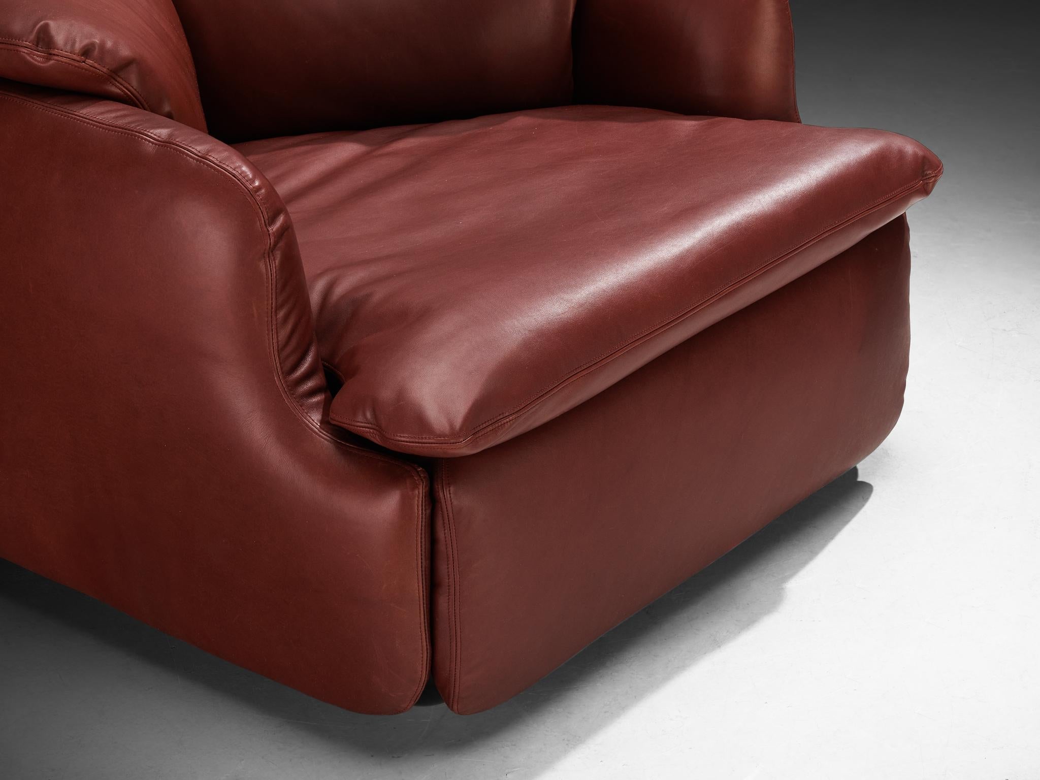 Alberto Rosselli for Saporiti 'Confidential' Lounge Chair in Leather