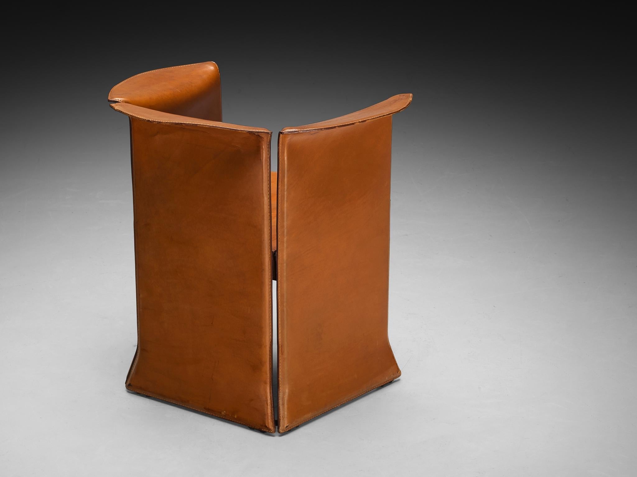 Isao Hosoe for Cassina 'Artù' Armchairs in Cognac Brown Leather