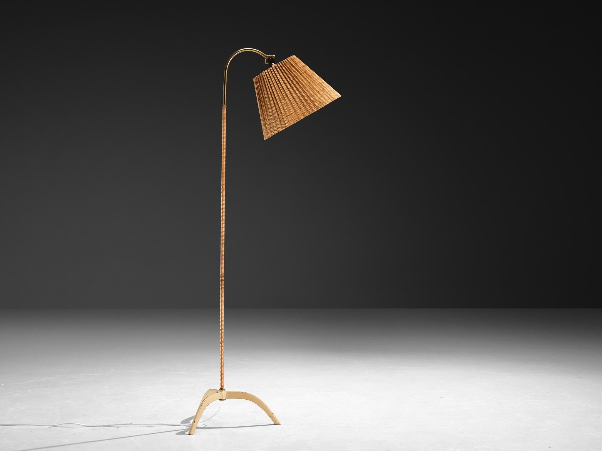 Paavo Tynell for Taito Oy '9609' Floor Lamp in Cane and Brass