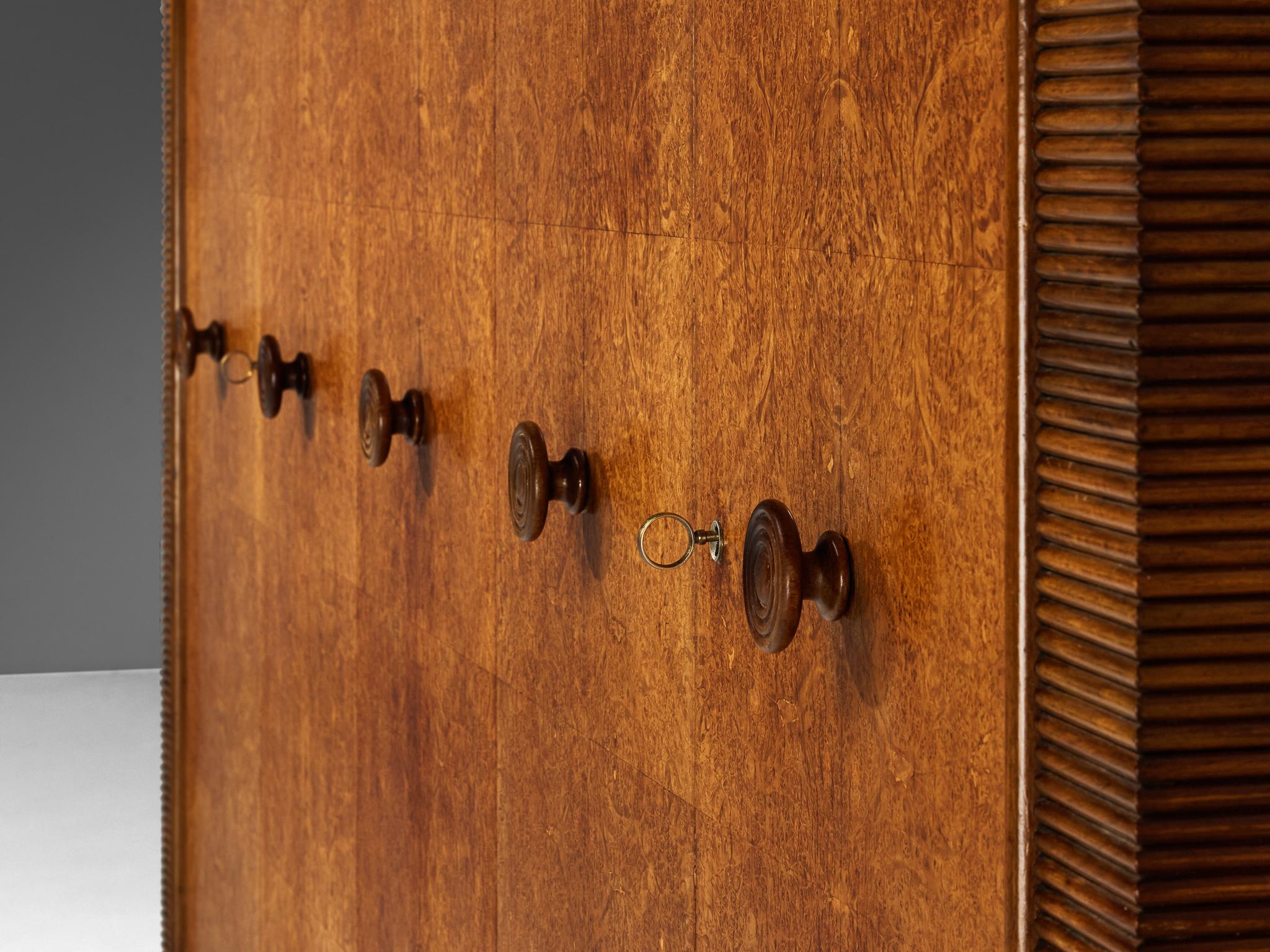 Italian Highboard with Grissinato Carvings in Walnut