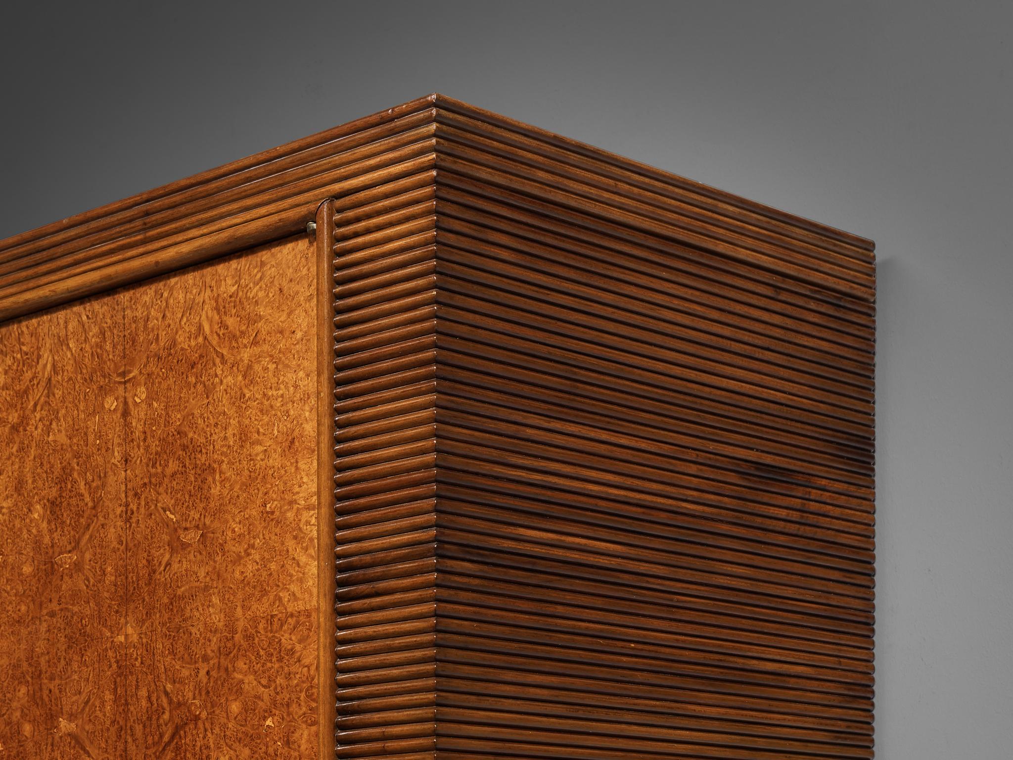 Italian Highboard with Grissinato Carvings in Walnut