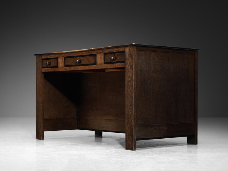 Dutch Art Deco Writing Desk in Oak