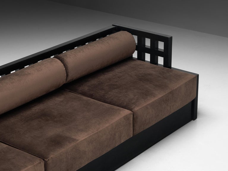 Geometric Sofa with Grid Framework in Black Lacquered Ash