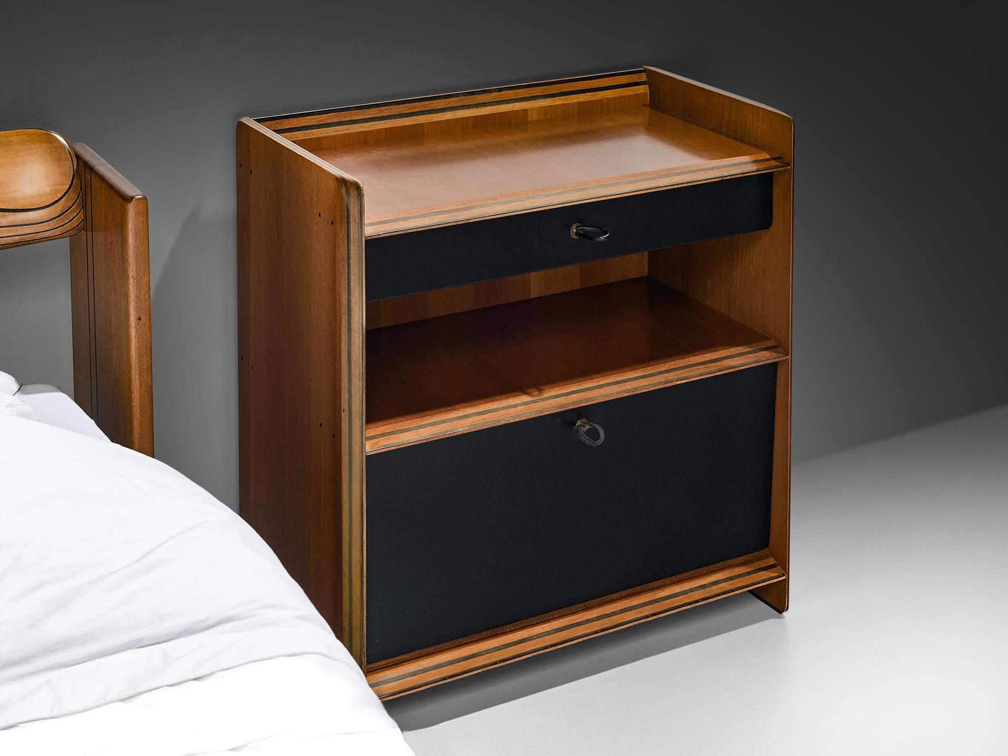 Afra & Tobia Scarpa for Maxalto King Bed with Nightstands in Walnut