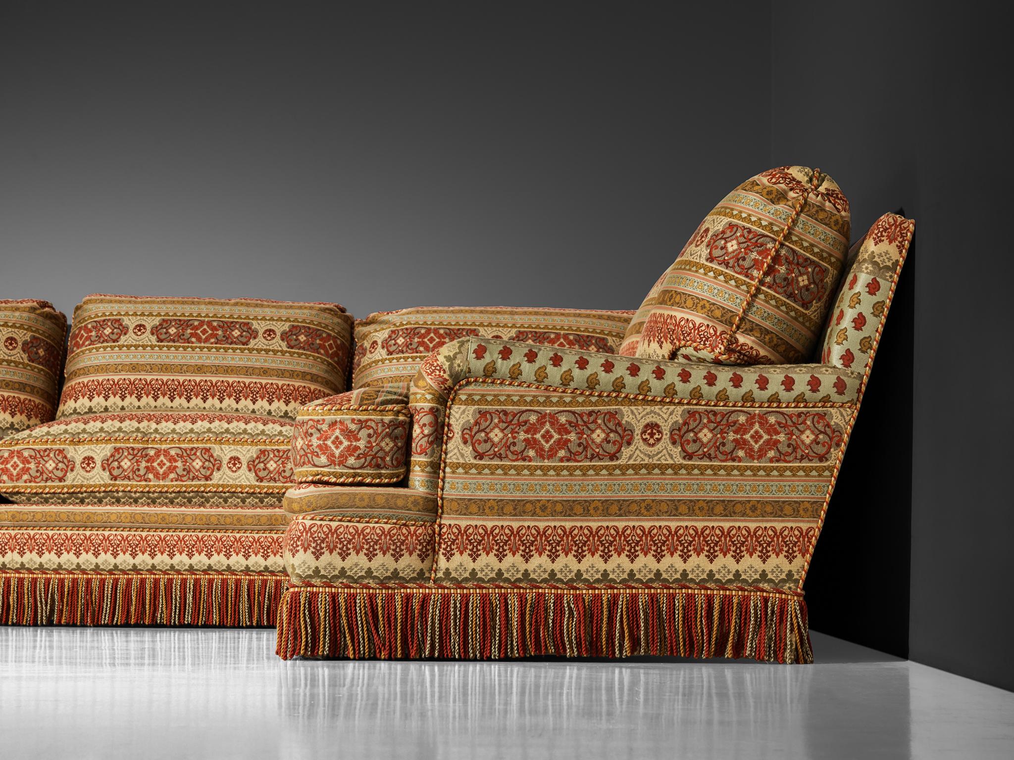 Art Deco Style Corner Sofa in Kilim Inspired Upholstery