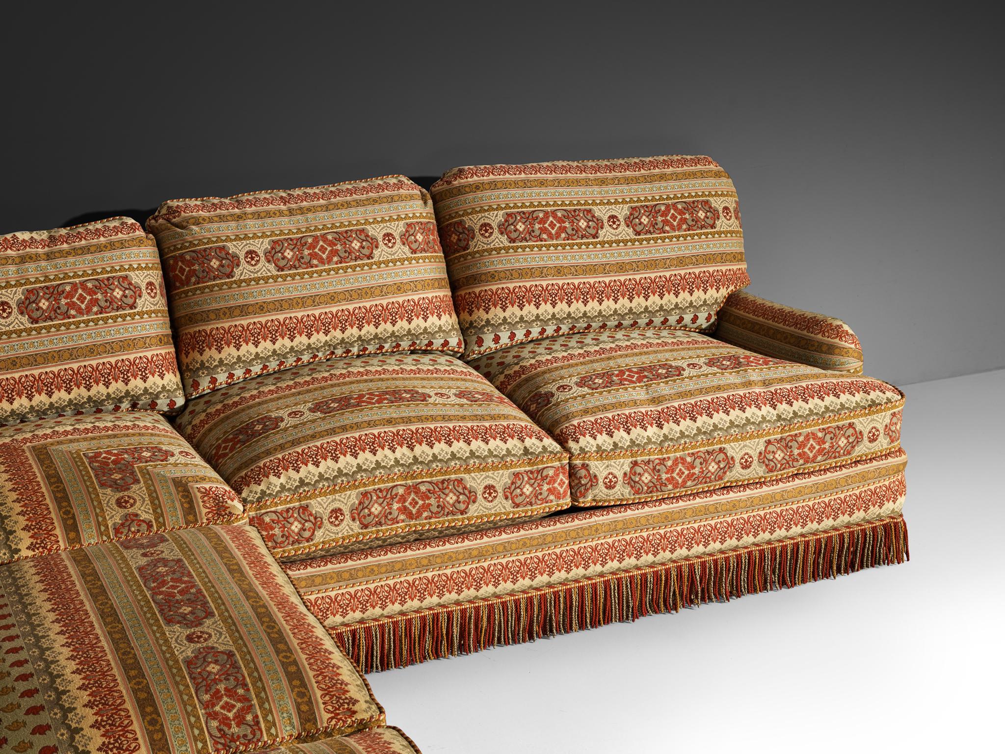 Art Deco Style Corner Sofa in Kilim Inspired Upholstery