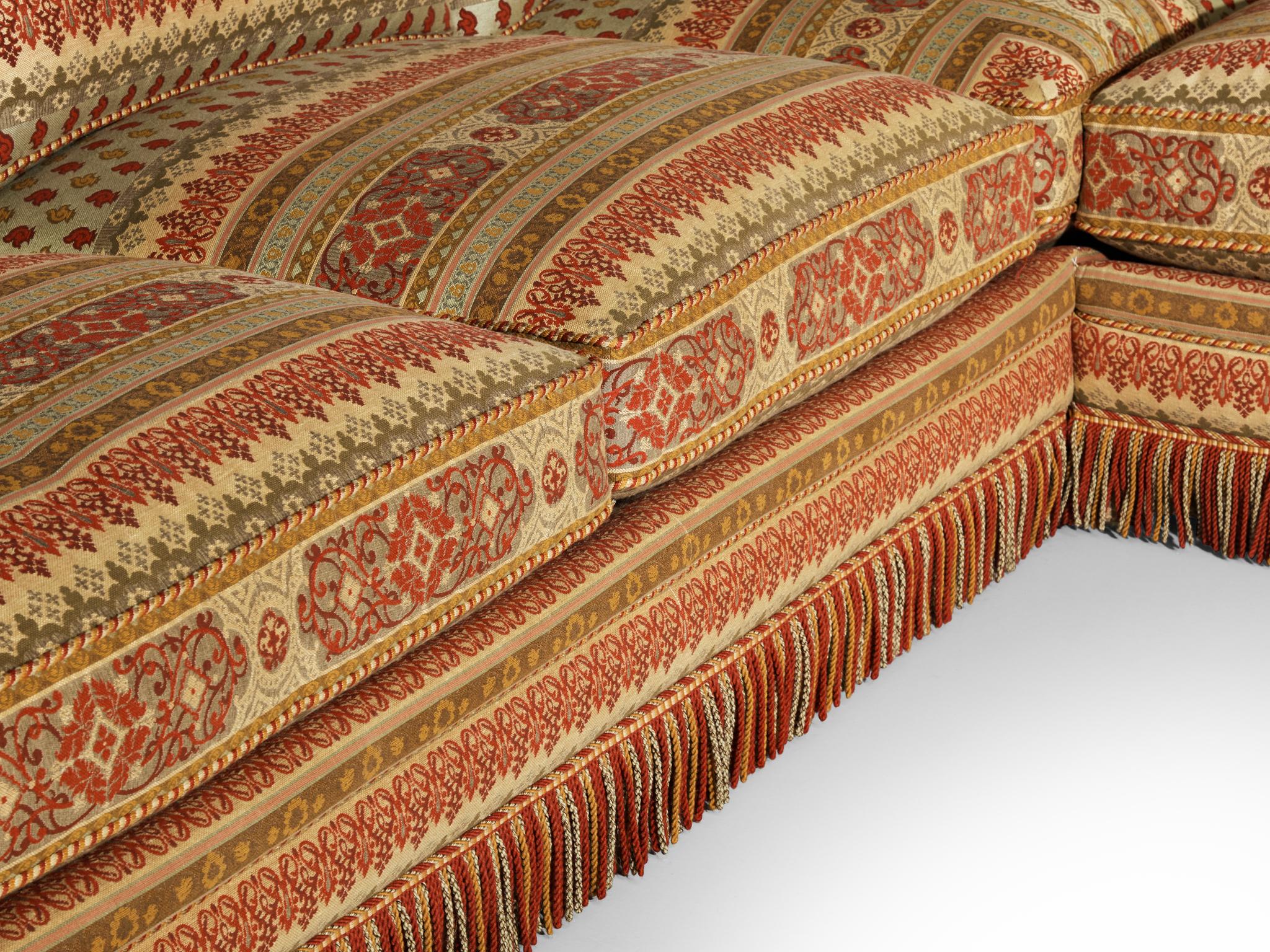 Art Deco Style Corner Sofa in Kilim Inspired Upholstery