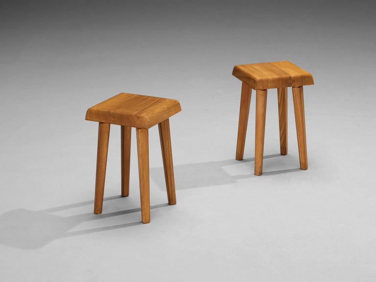 Pierre Chapo 'S01' Stools in Solid Elm