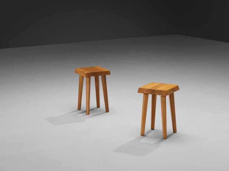 Pierre Chapo 'S01' Stools in Solid Elm