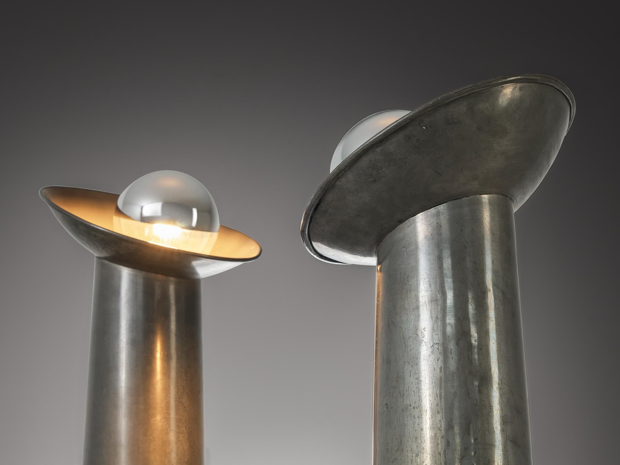 Gjlla Giani for Nucleo Sormani ‘Radar’ Table Lamps in Pewter