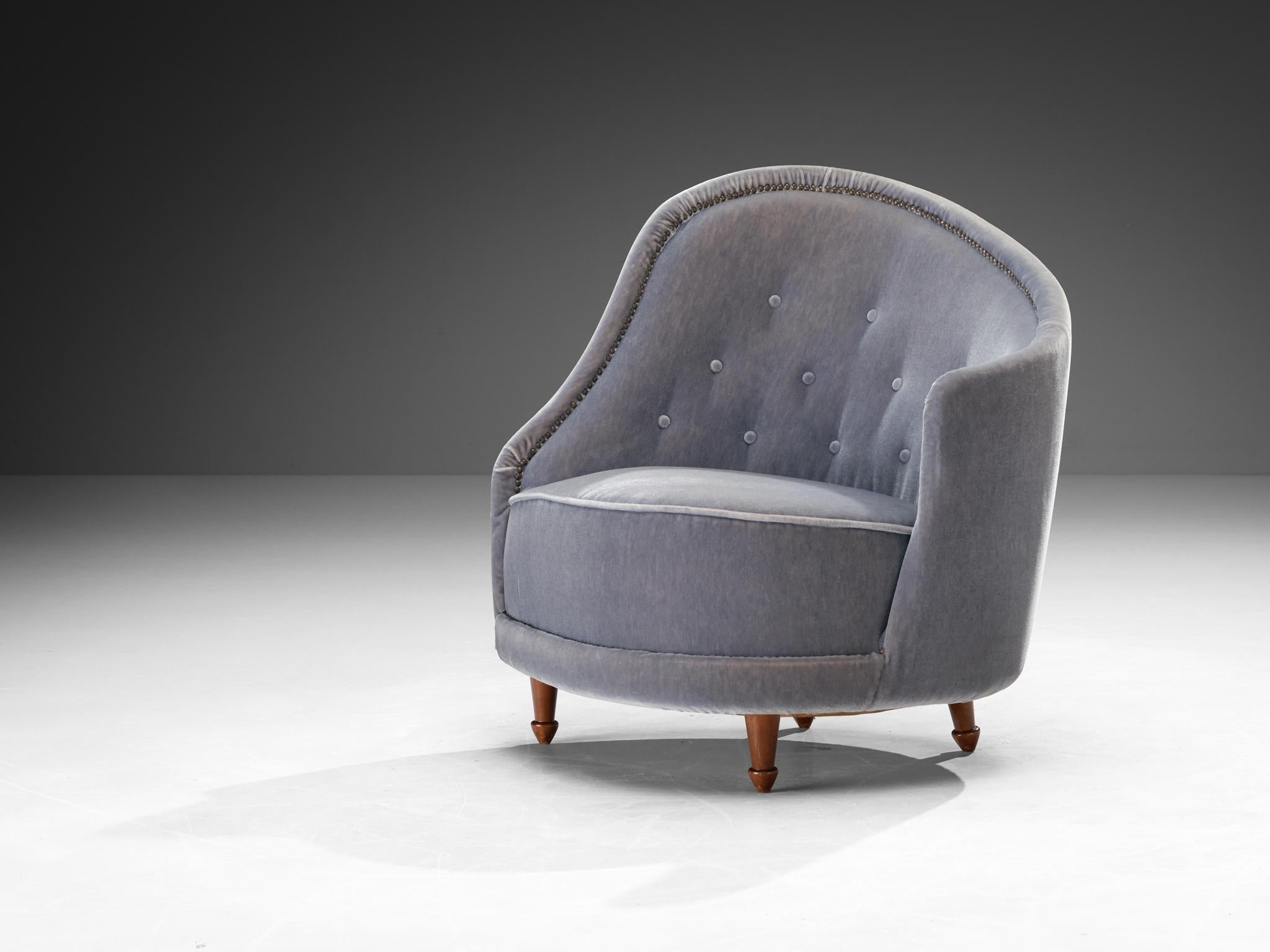 Carl Cederholm for Firma Stil & Form Lounge Chair in Purple Velvet