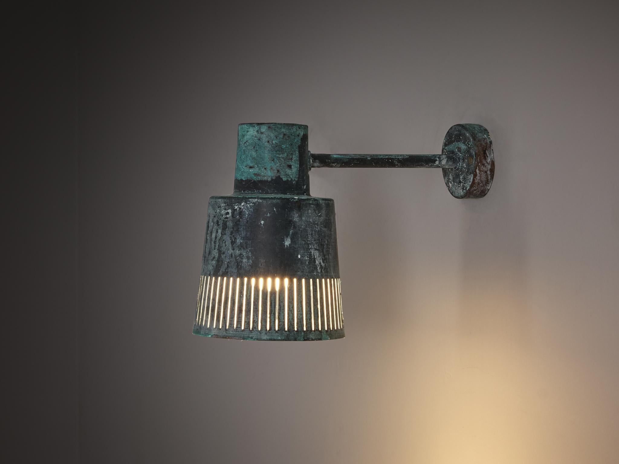 Hans Bergström for Ateljé Lyktan Wall Light in Patinated Copper