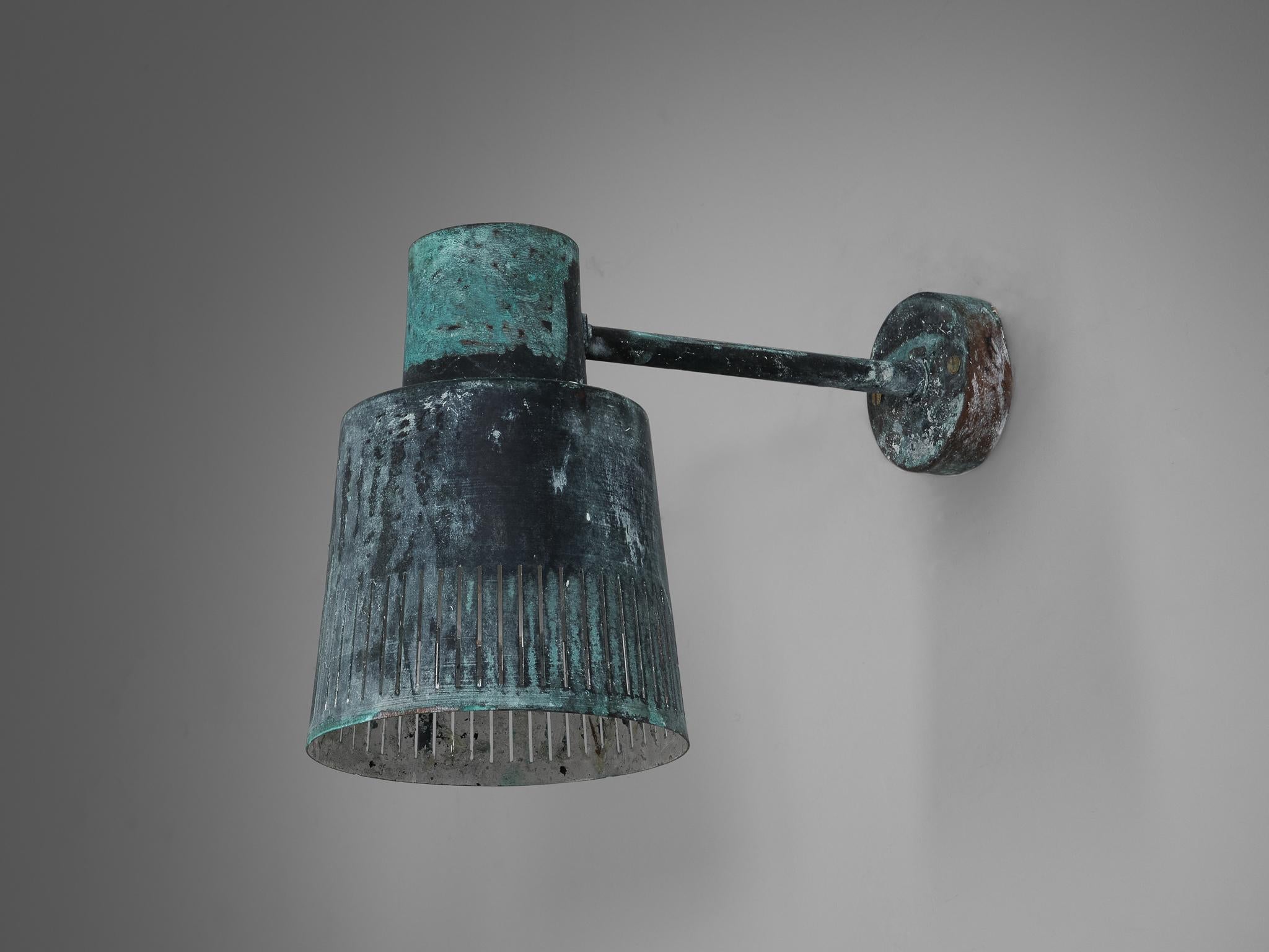 Hans Bergström for Ateljé Lyktan Wall Light in Patinated Copper