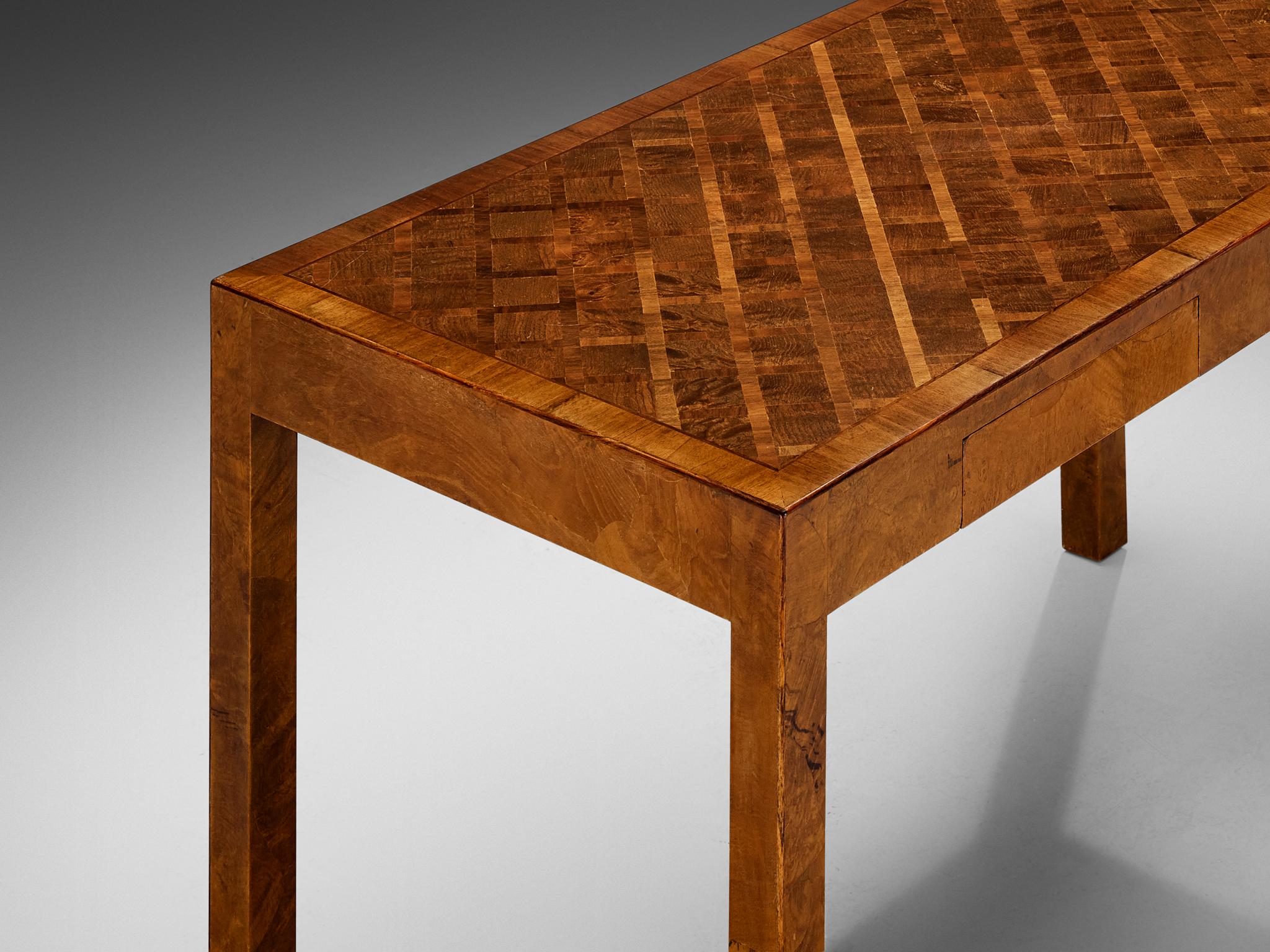 Writing Desk with Marquetry Top in Walnut