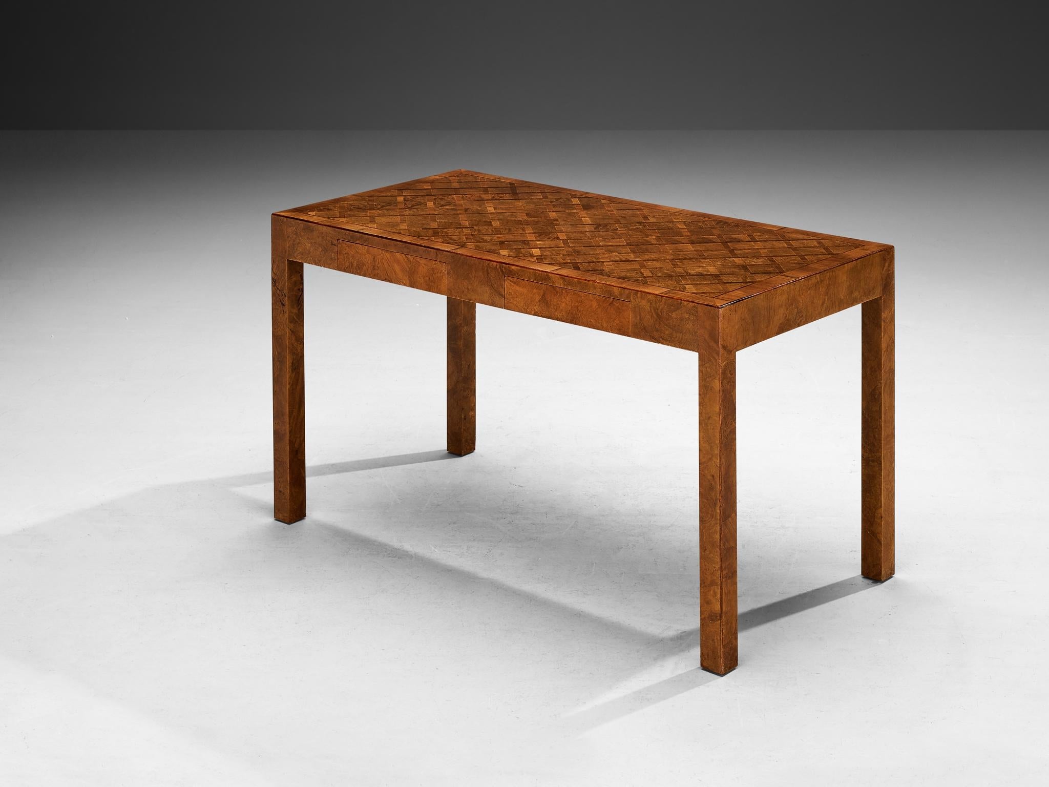 Writing Desk with Marquetry Top in Walnut