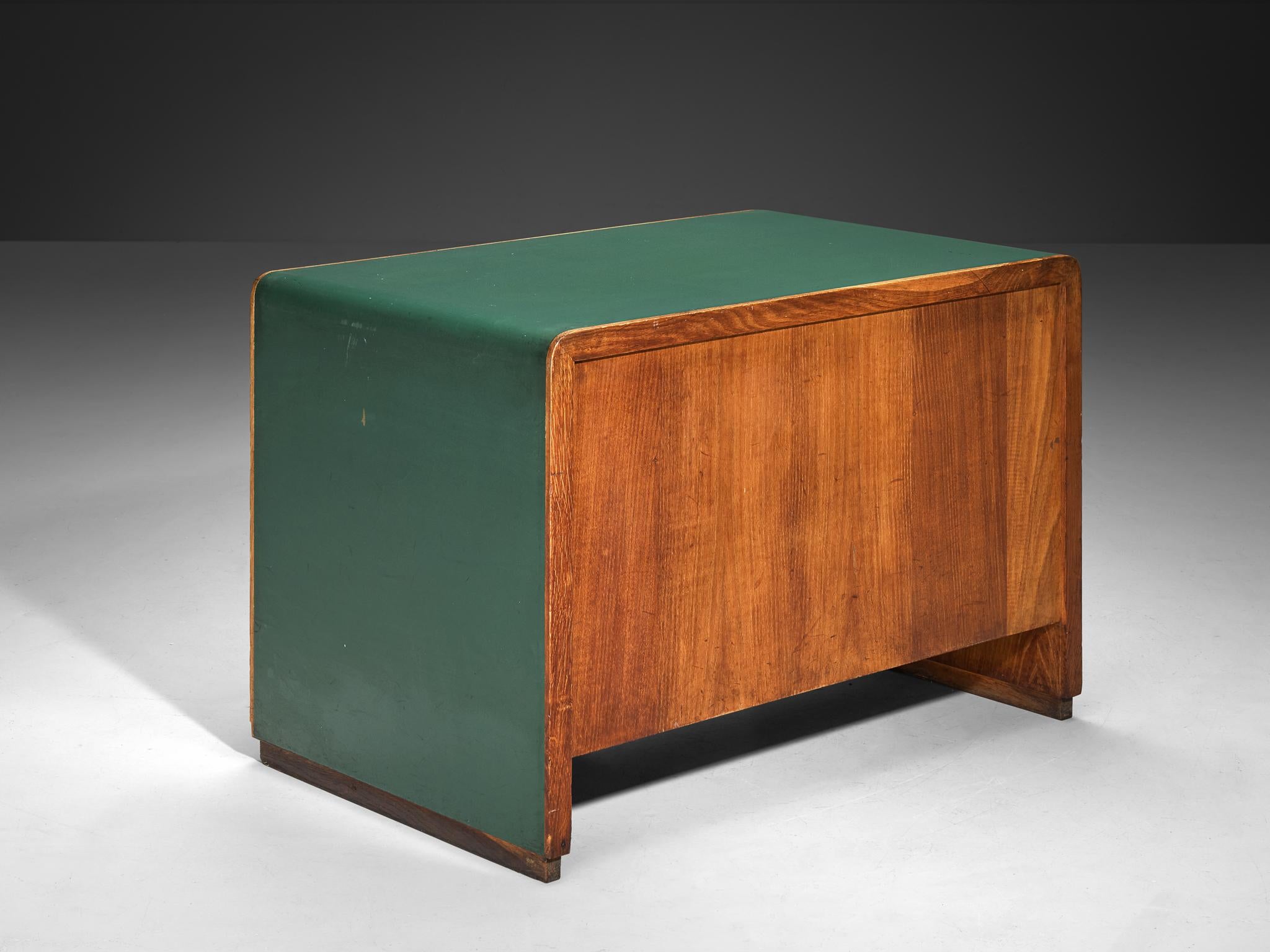 Mid-Century Modern Italian Writing Desk in Oak with Green Top