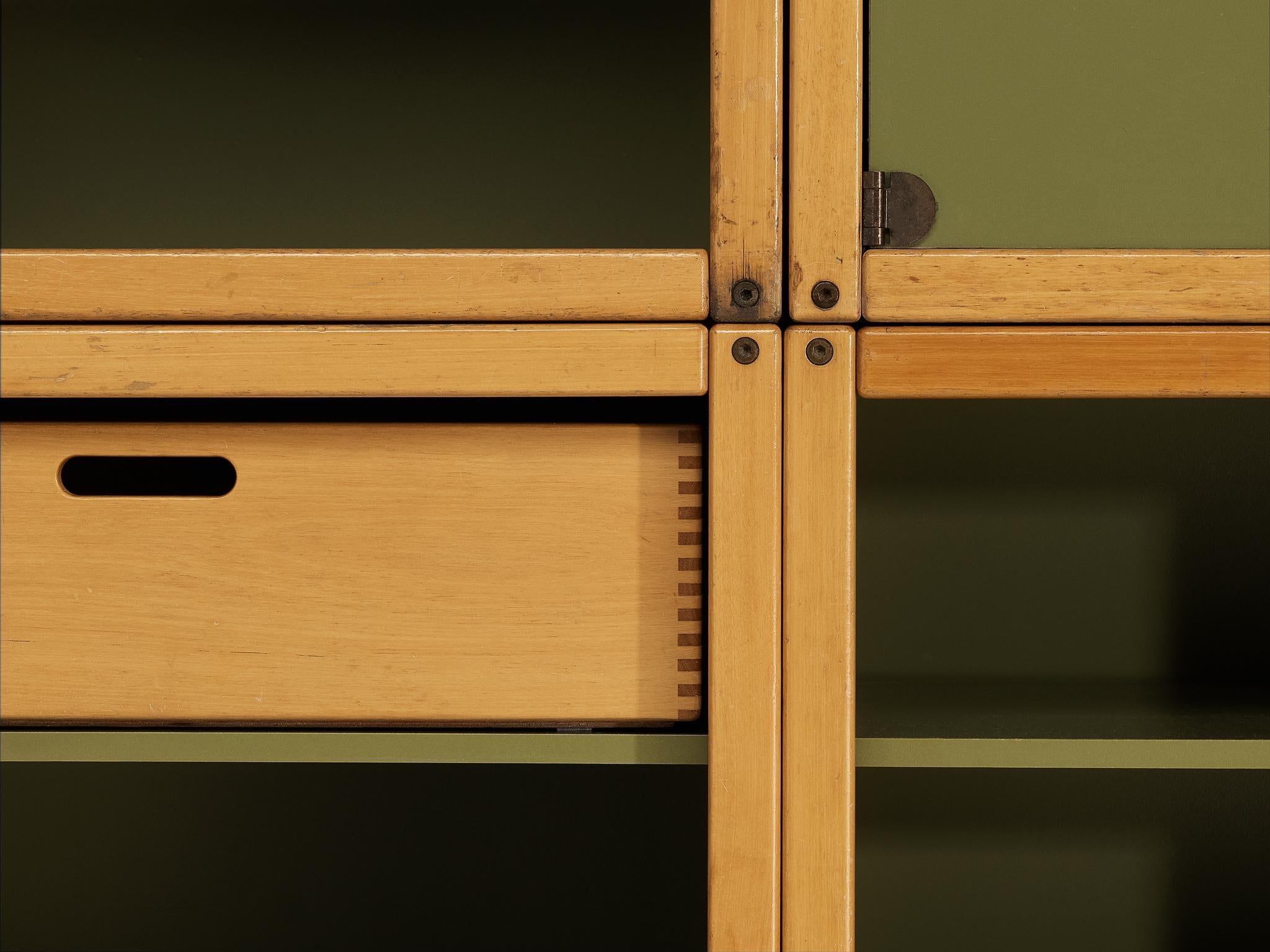 Modular 'Profilsystem' Wall Unit with Diverse Storage Compartments in Green