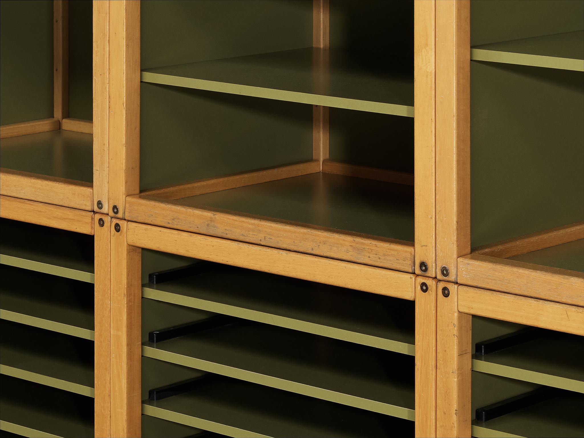 Modular 'Profilsystem' Wall Unit with Diverse Storage Compartments in Green