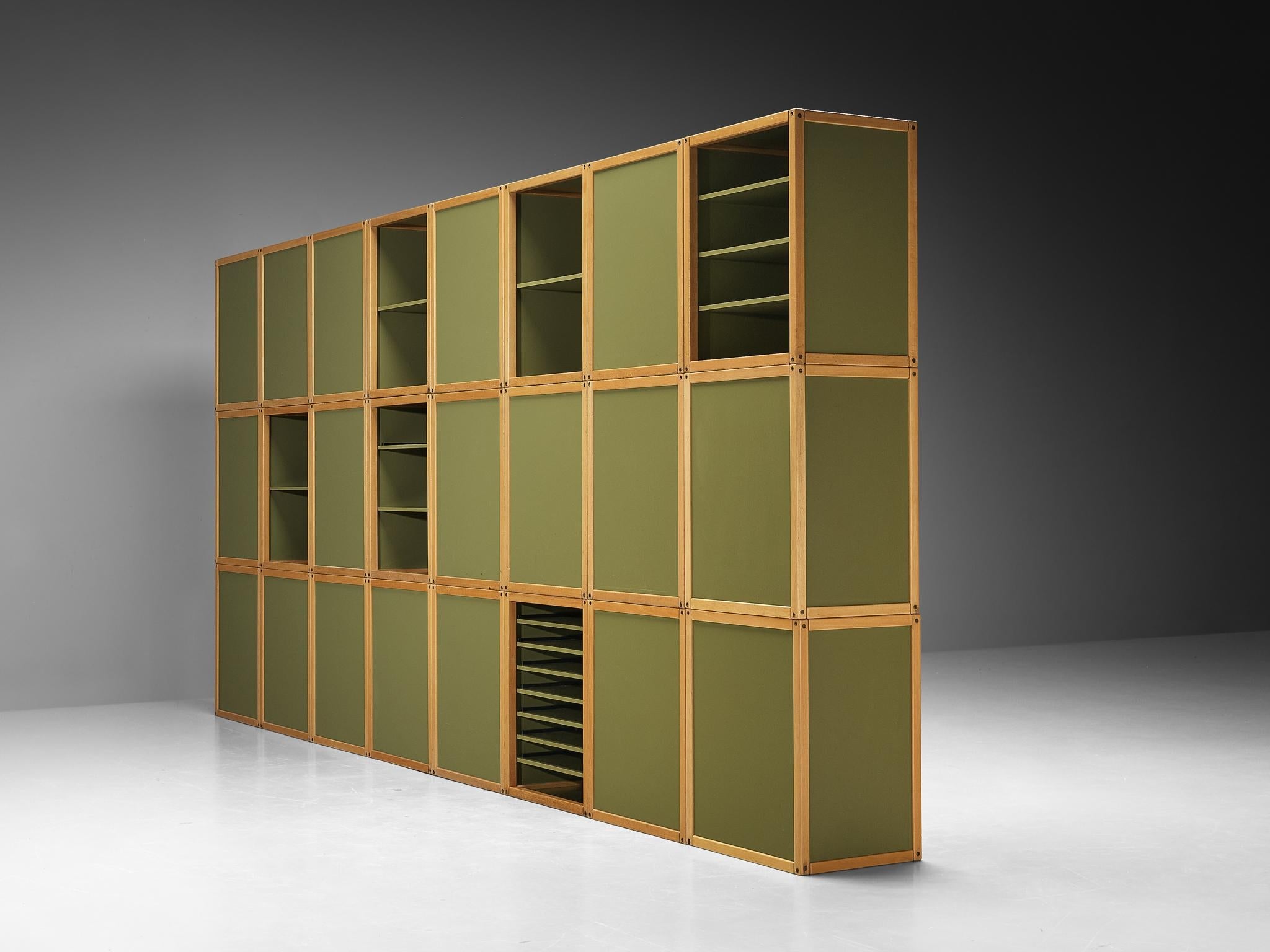 Modular 'Profilsystem' Wall Unit with Diverse Storage Compartments in Green