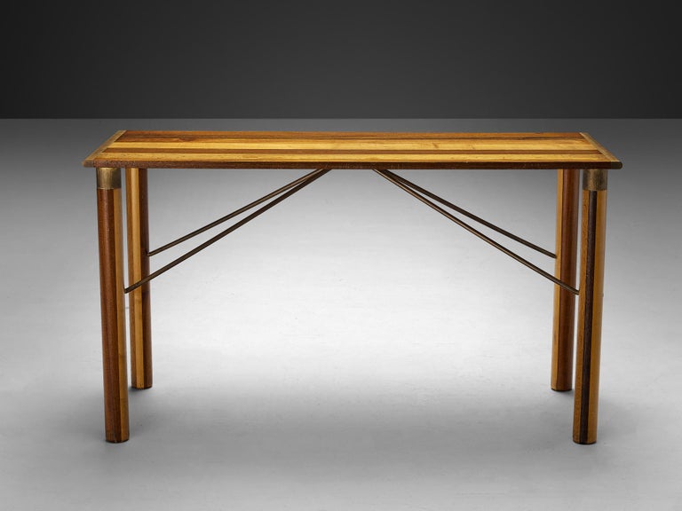 Afra & Tobia Scarpa 'Benetton' Consoles in Mixed Wood and Brass