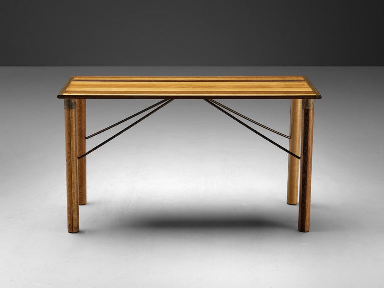 Afra & Tobia Scarpa 'Benetton' Consoles in Mixed Wood and Brass