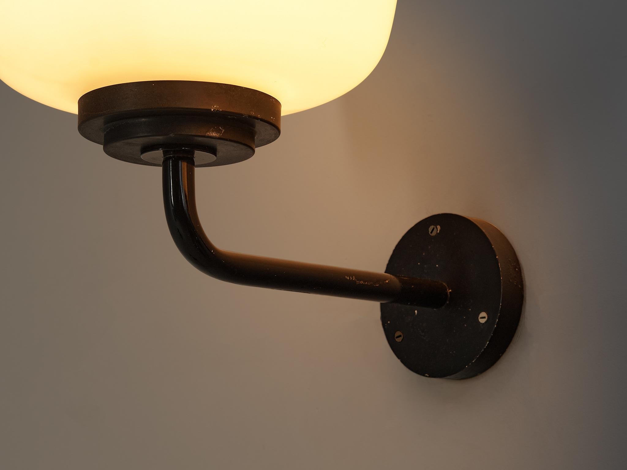 Lyfa 'Drabant' Wall Lights in White Opaque Glass and Copper