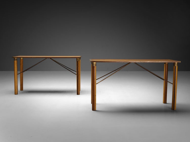 Afra & Tobia Scarpa 'Benetton' Consoles in Mixed Wood and Brass