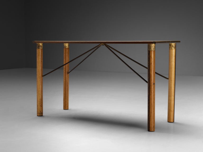 Afra & Tobia Scarpa 'Benetton' Consoles in Mixed Wood and Brass