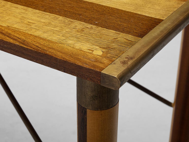 Afra & Tobia Scarpa 'Benetton' Consoles in Mixed Wood and Brass