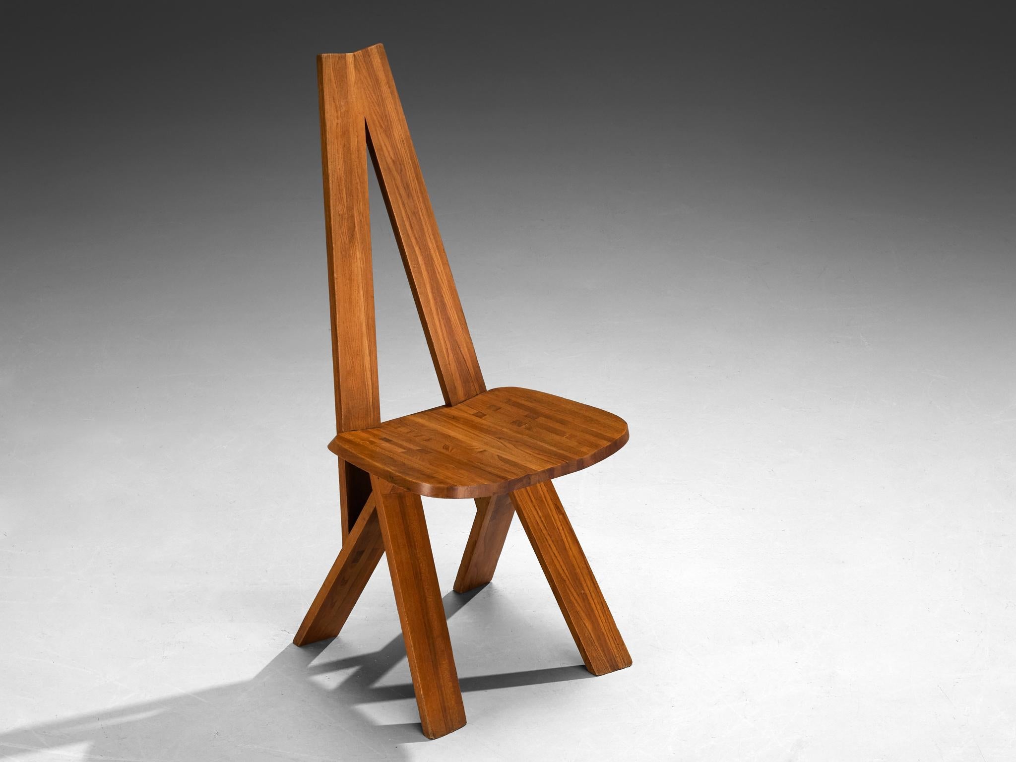 Early Pierre Chapo Set of Ten 'S45' Dining Chairs in Solid Elm