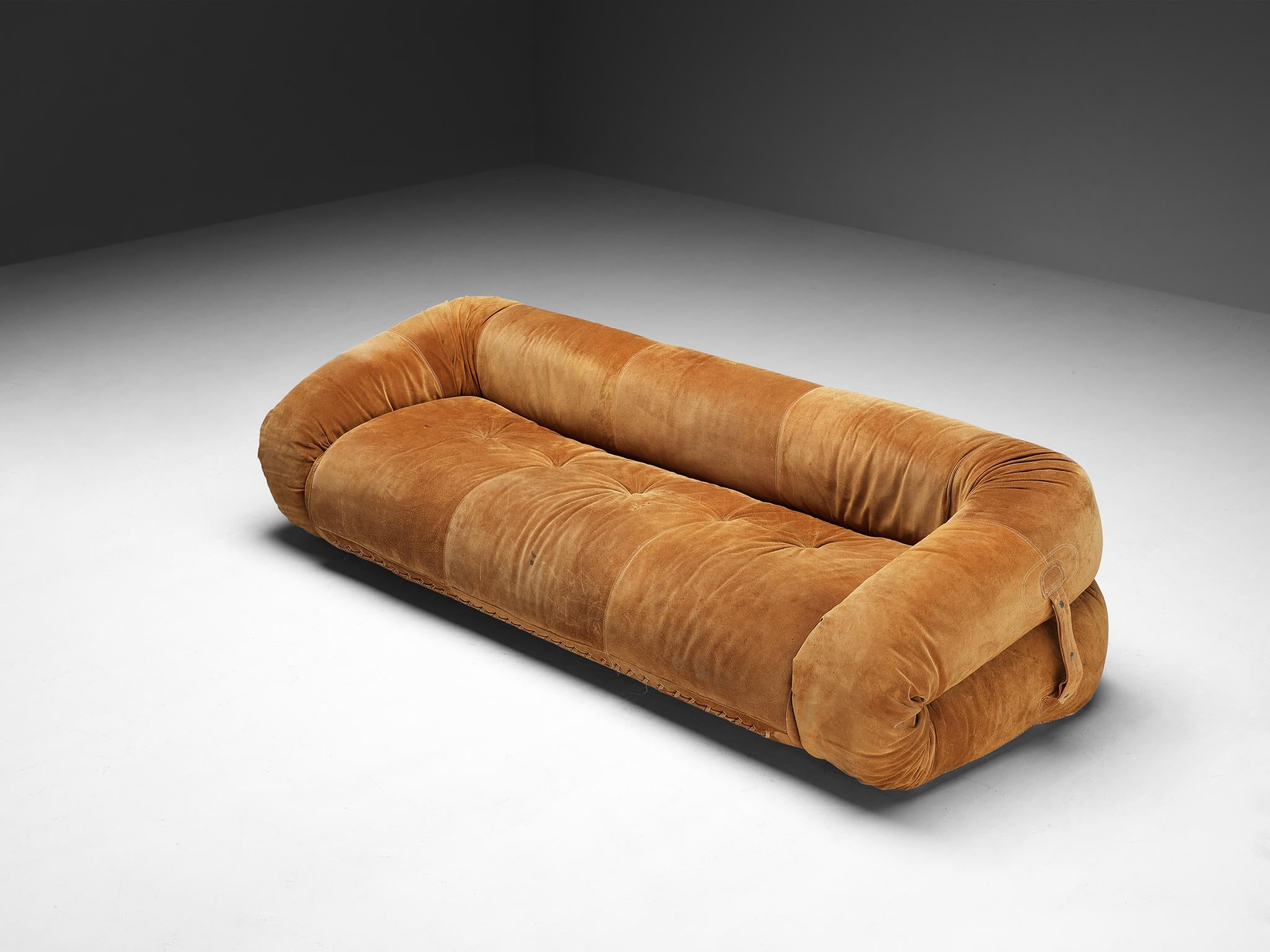 Alessandro Becchi for Giovanetti ‘Anfibio’ Sofa in Brown Suede