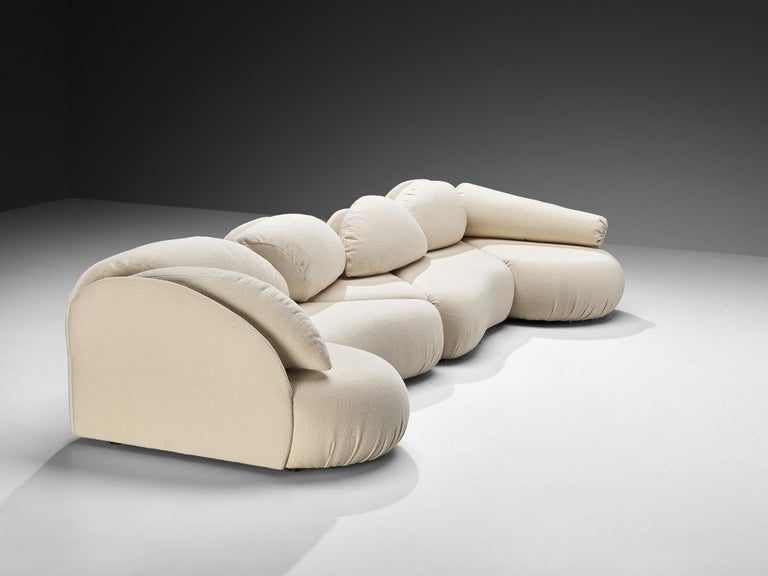 Hans Hopfer for Roche Bobios Post-Modern Croissant Sofa in Off-White Fabric