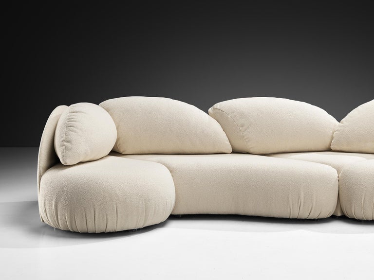 Hans Hopfer for Roche Bobios Post-Modern Croissant Sofa in Off-White Fabric