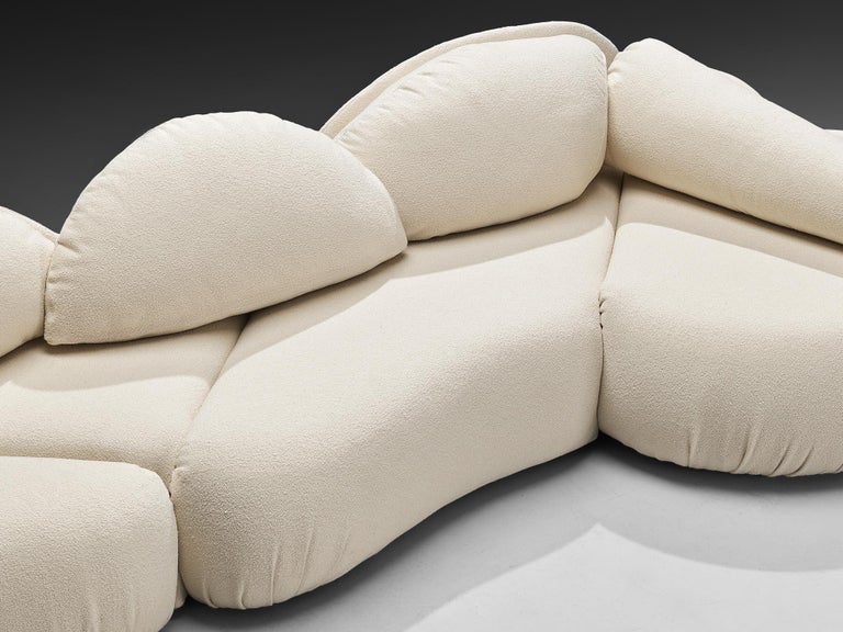 Hans Hopfer for Roche Bobios Post-Modern Croissant Sofa in Off-White Fabric